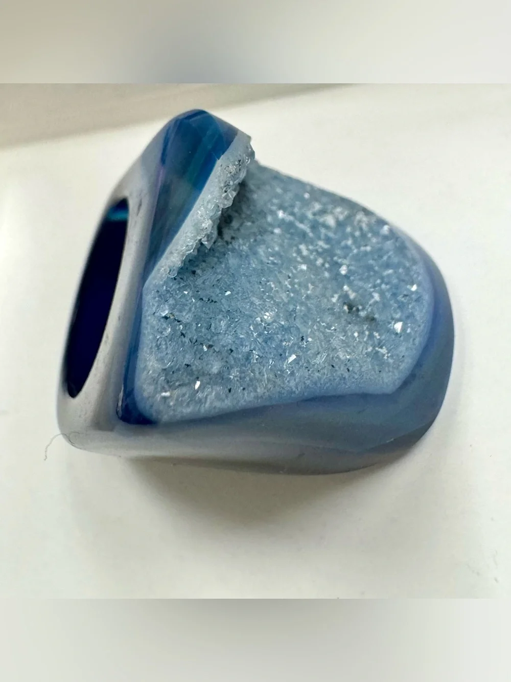 Blue Cobalt Druzy Carved Ring